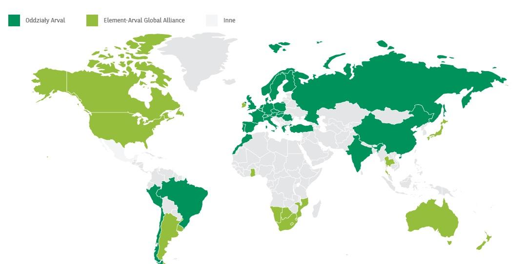 mapa Arval na świecie